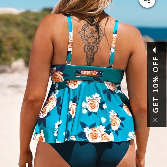 Cupshe Ashley Floral Ruffle Tankini - Picture 7 of 11